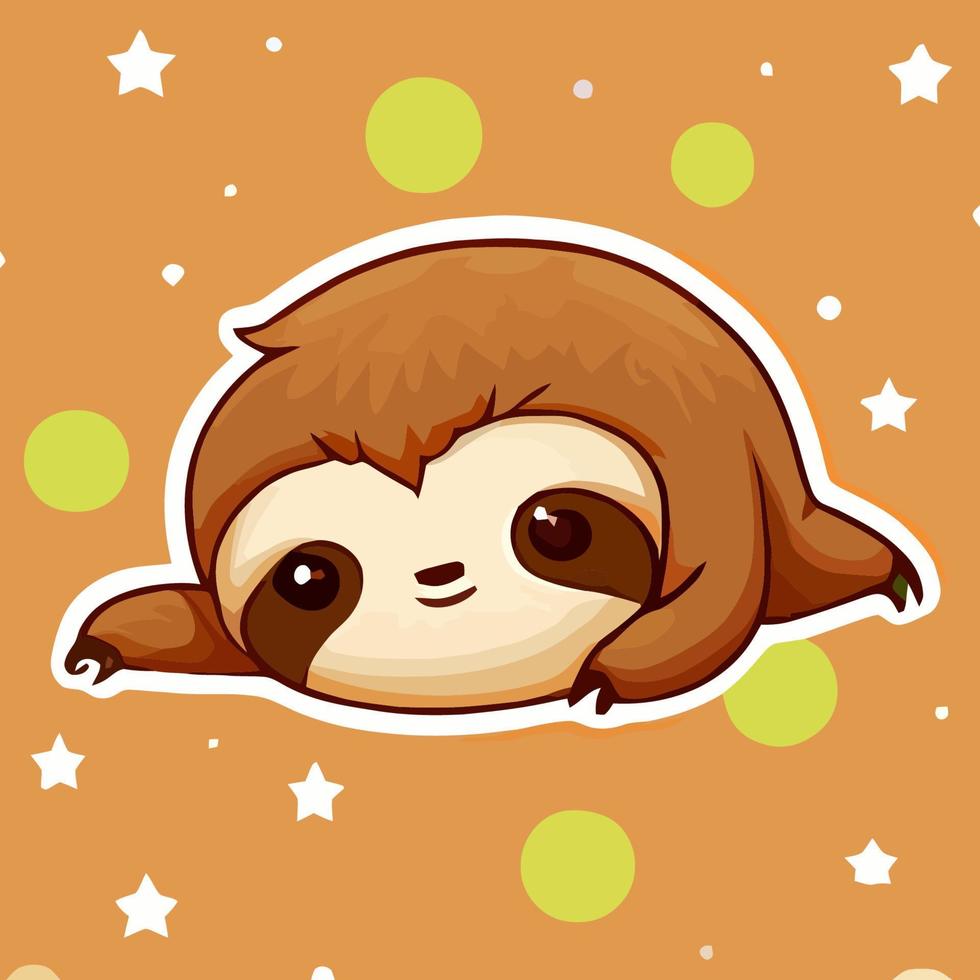 Cute chibi sloth kawaii illustration lazy sloth sleepy graphic vector