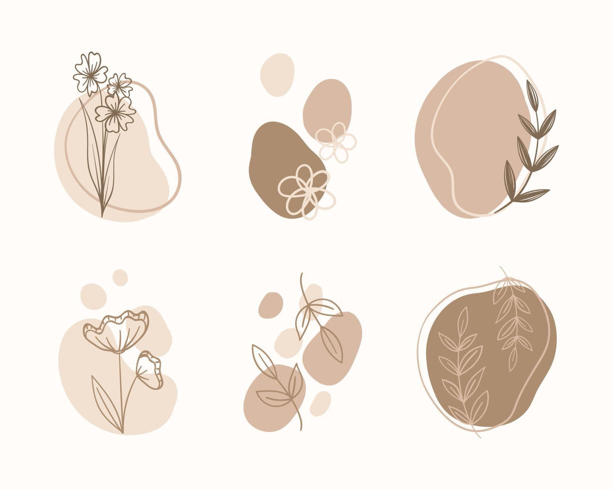 Abstract Boho Floral simple minimalist hand drawn art set. Modern aesthetic  illustrations. Bohemian style collection of contemporary artistic design  element. 17048443 Vector Art at Vecteezy