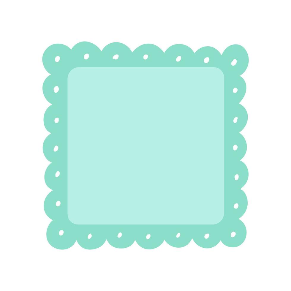 Scalloped Edge Square Frame Badge Vector. Simple label sticker template. Cute vintage frill ornament. Vector illustration isolated on white background.