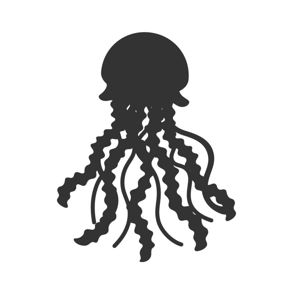 Jellyfish silhouette shadow vector illustration. Underwater marine animal cartoon design.