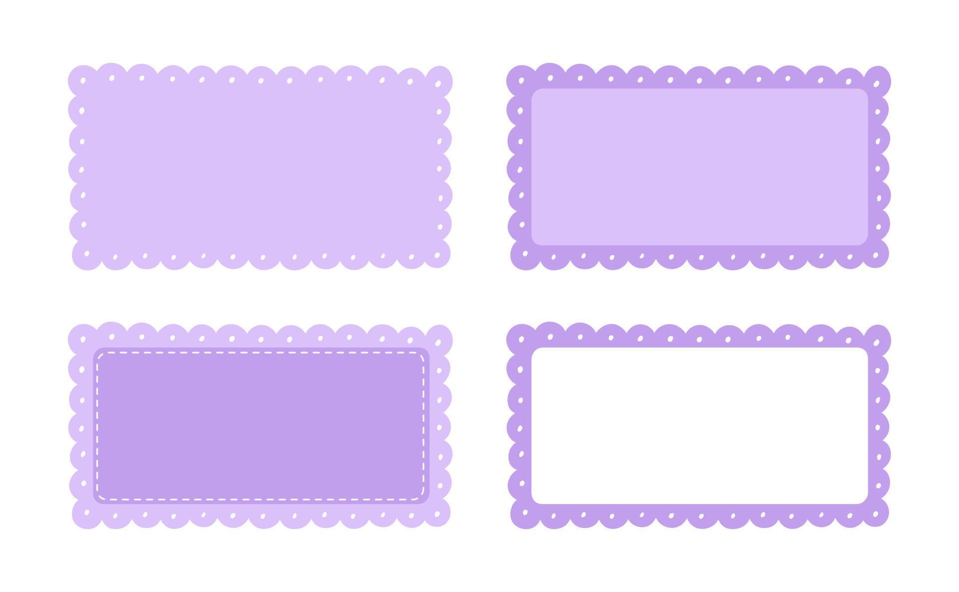 Scalloped Edge Stitched Rectangle Long Frame Badge Vector Simple label