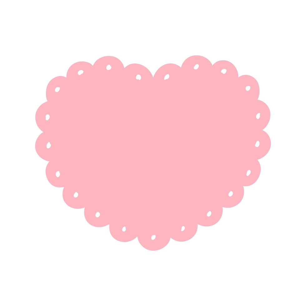 vector de insignia de marco de corazón doily de borde festoneado. plantilla de etiqueta adhesiva simple. lindo adorno de volantes del día de san valentín. ilustración vectorial aislado sobre fondo blanco.