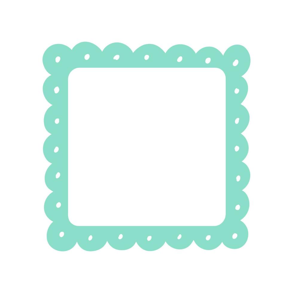 Scalloped Edge Square Frame Badge Vector. Simple label sticker template. Cute vintage frill ornament. Vector illustration isolated on white background.