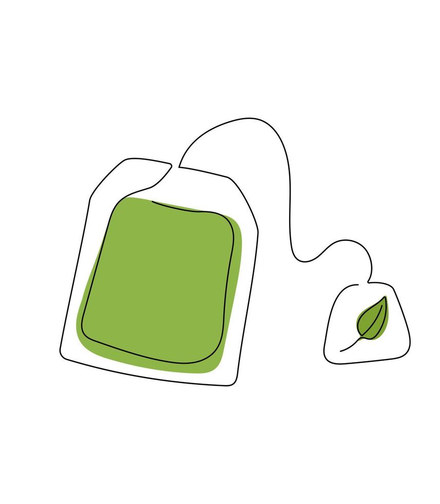 tea bag. Tea bag isolated one line illustration vector