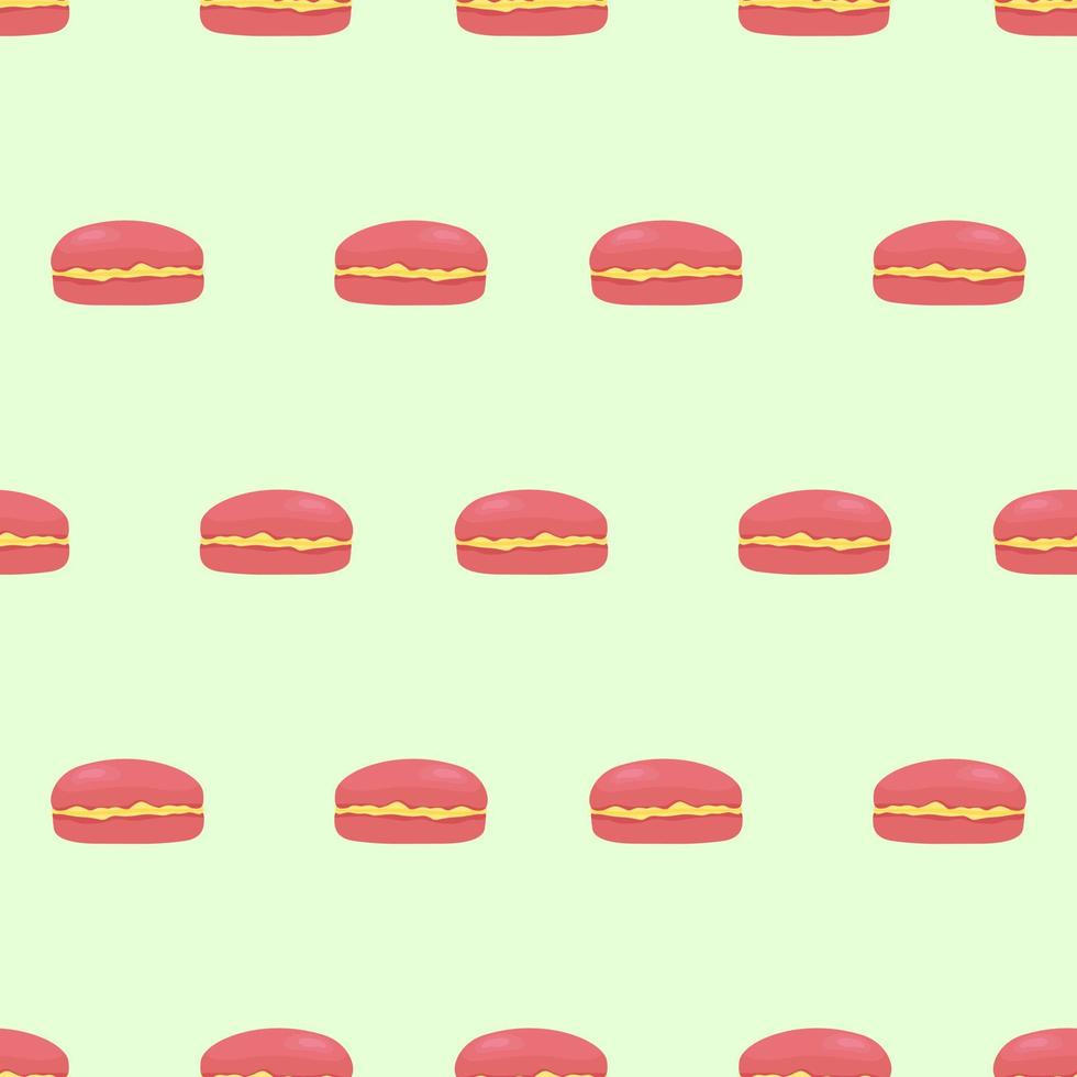 Macaroons pattern. pink french macaroon dessert with yellow cream on a pattern for textiles, wallpapers, backgrounds, packaging vector