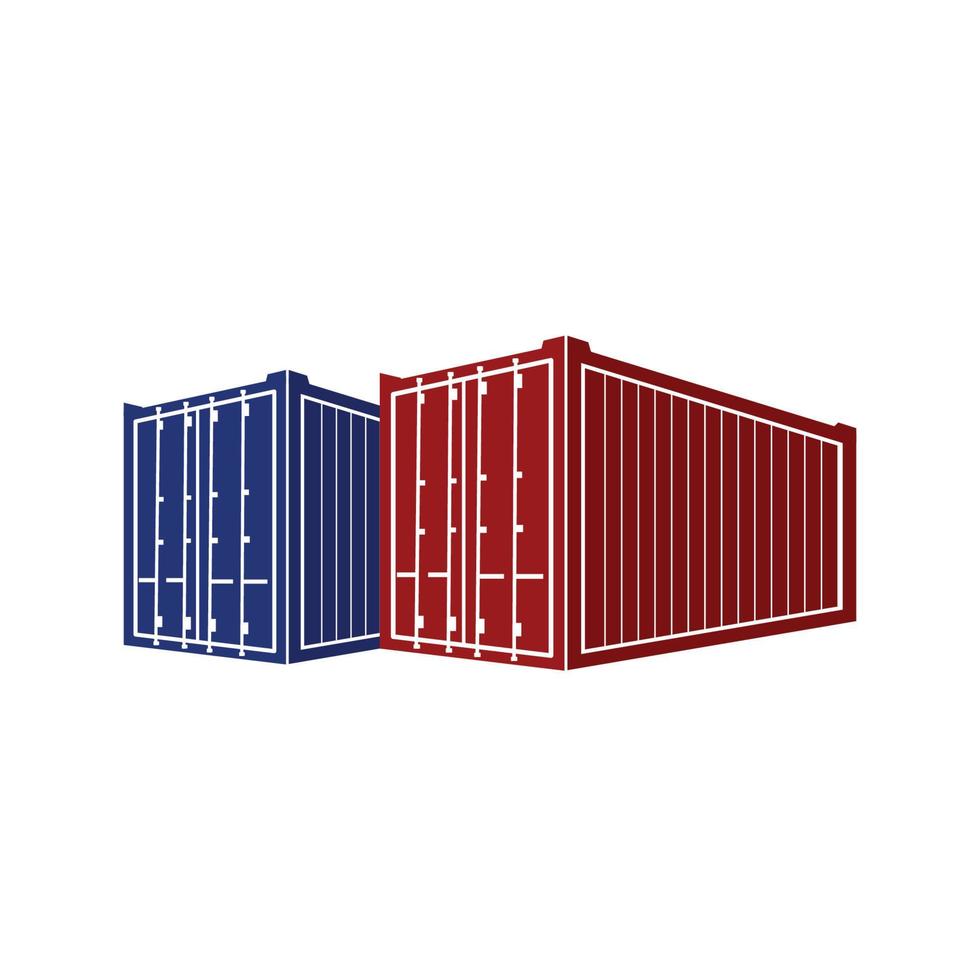 Red and Blue Shipping Container Box Vector Design on white background