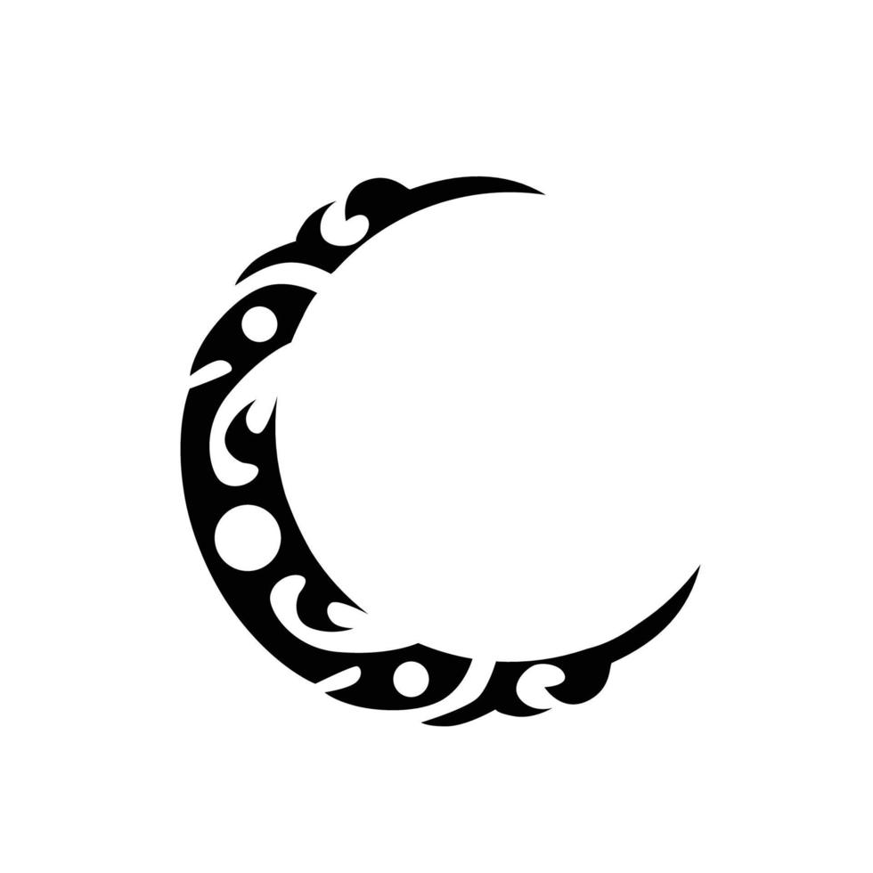 luna creciente concepto tribal diseño vectorial en blanco y negro vector