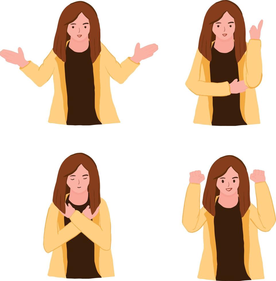 set of woman in different poses vector