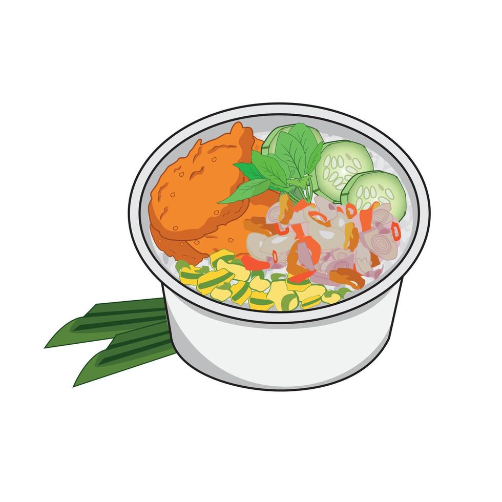 Vector Flat Rice Bowl Chicken illustration