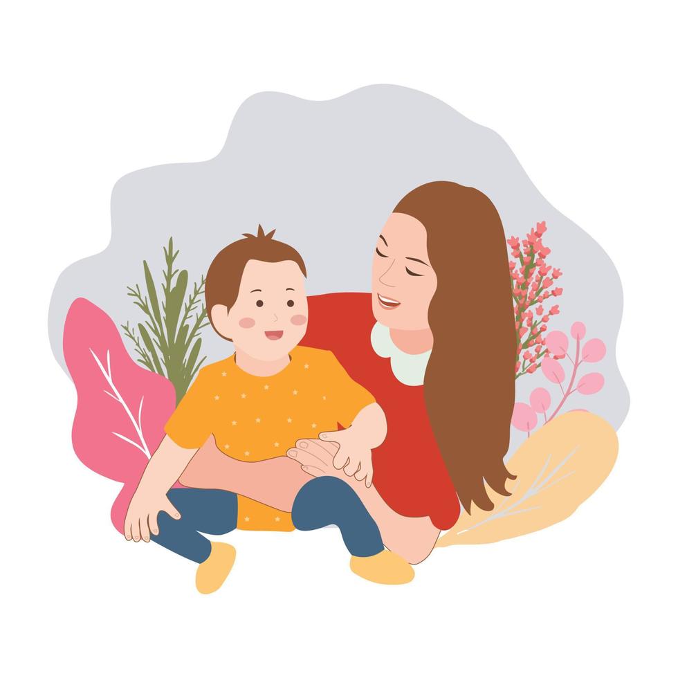 Vector Mom and Baby concept illustration mother's day