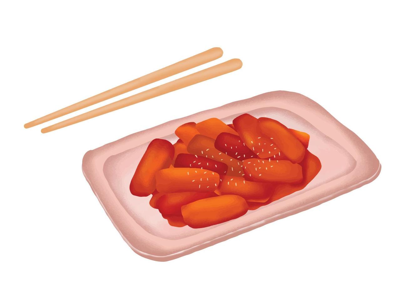 Vector Illustration Spicy Korean Food Topokki