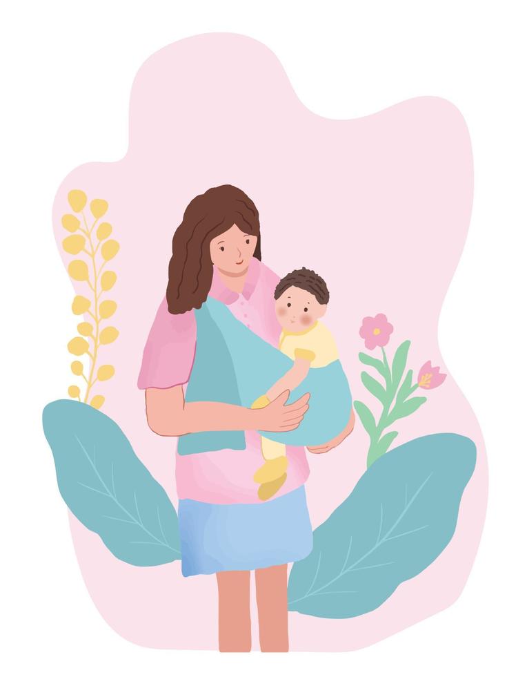 Vector Mom and Baby concept illustration mother's day