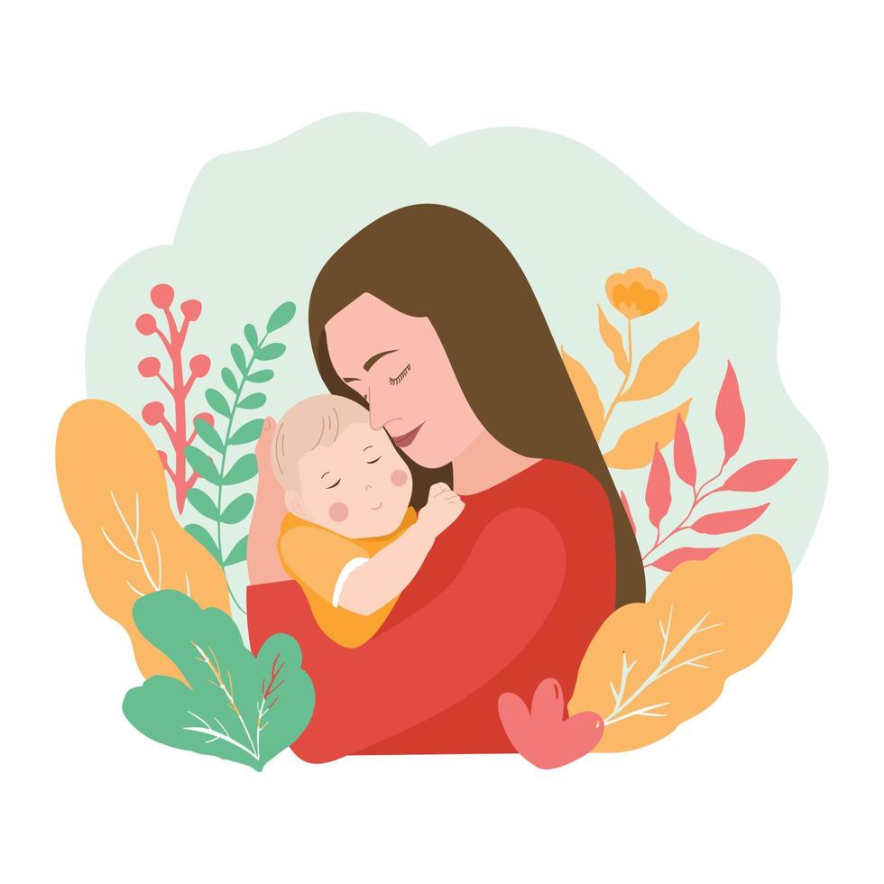 Vector Mom and Baby concept illustration mother's day
