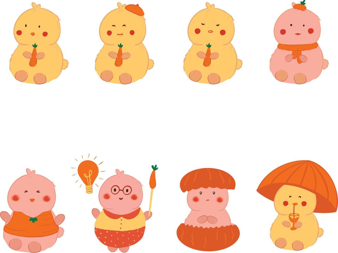 Vector Flat Cute Cartoon Character Illustration Concept