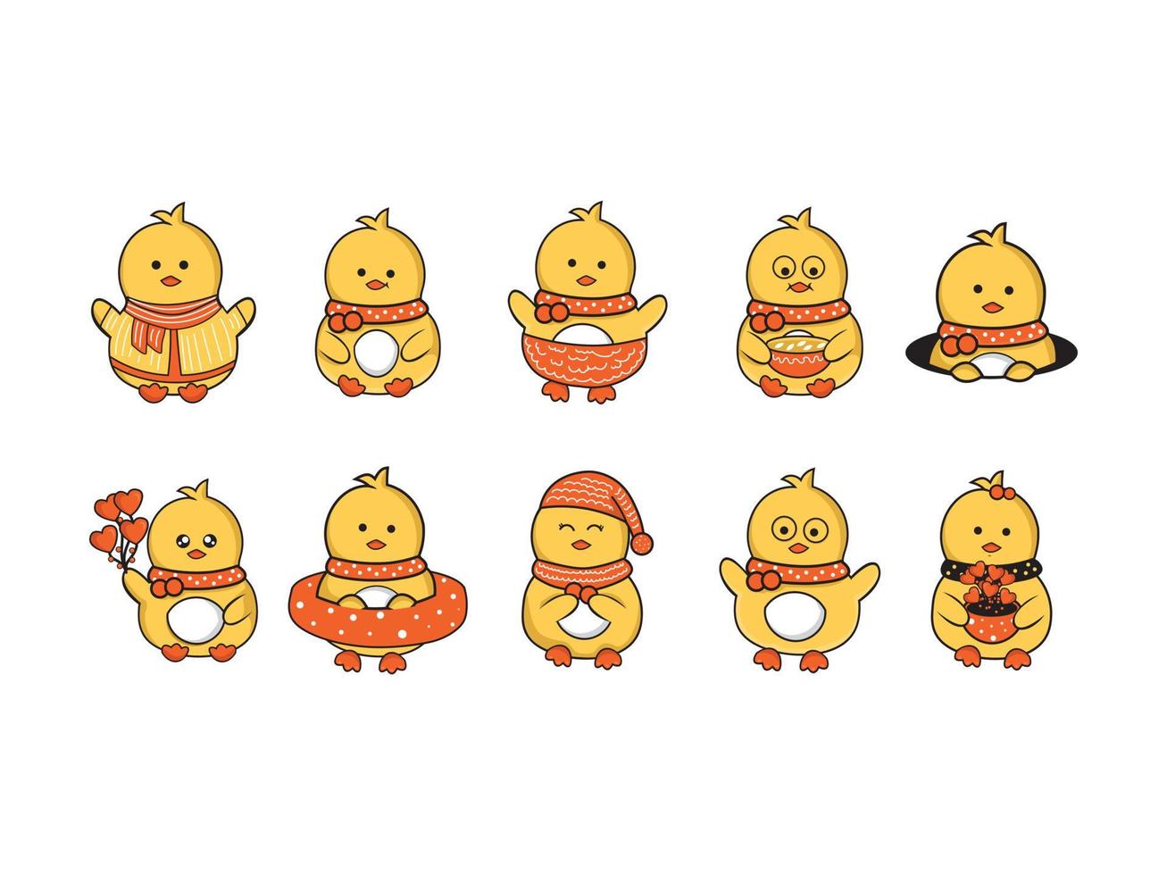 Vector duck chicken character cute illustration concept