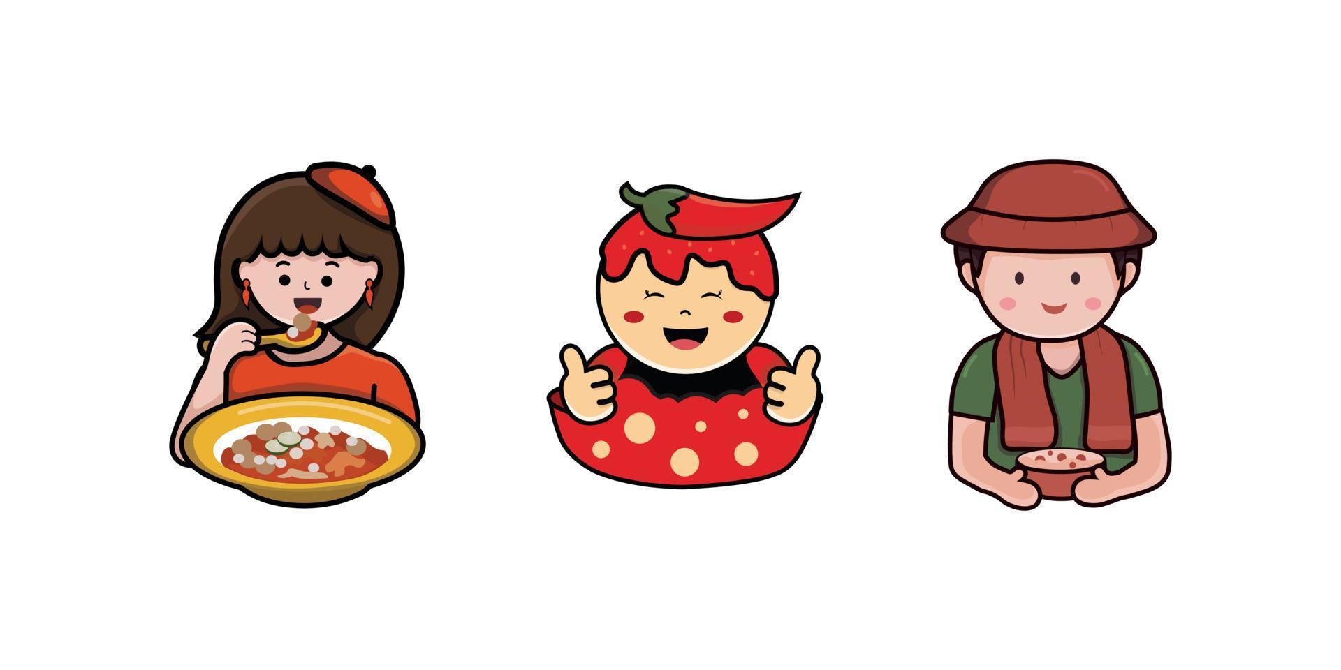 Vector character cute for food logo illustration concept