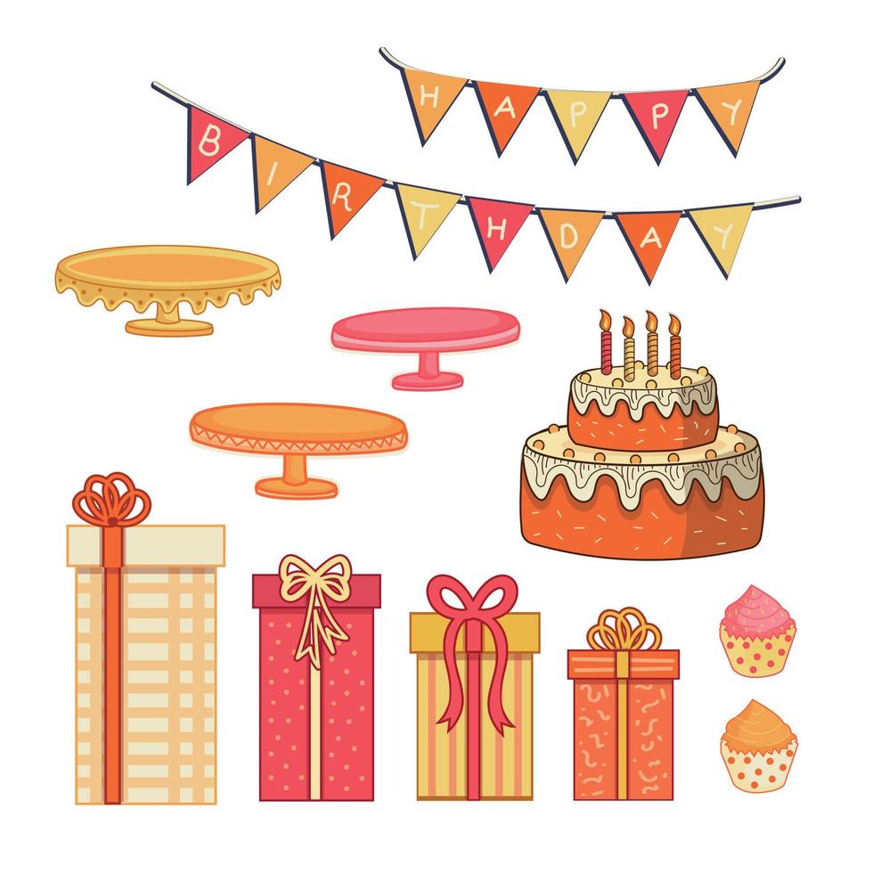 Vector Flat Design Birthday Ornament Concept Illustration