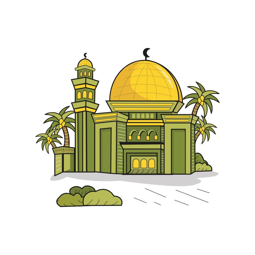 Vector Flat Beautiful Mosque Concept Illustration