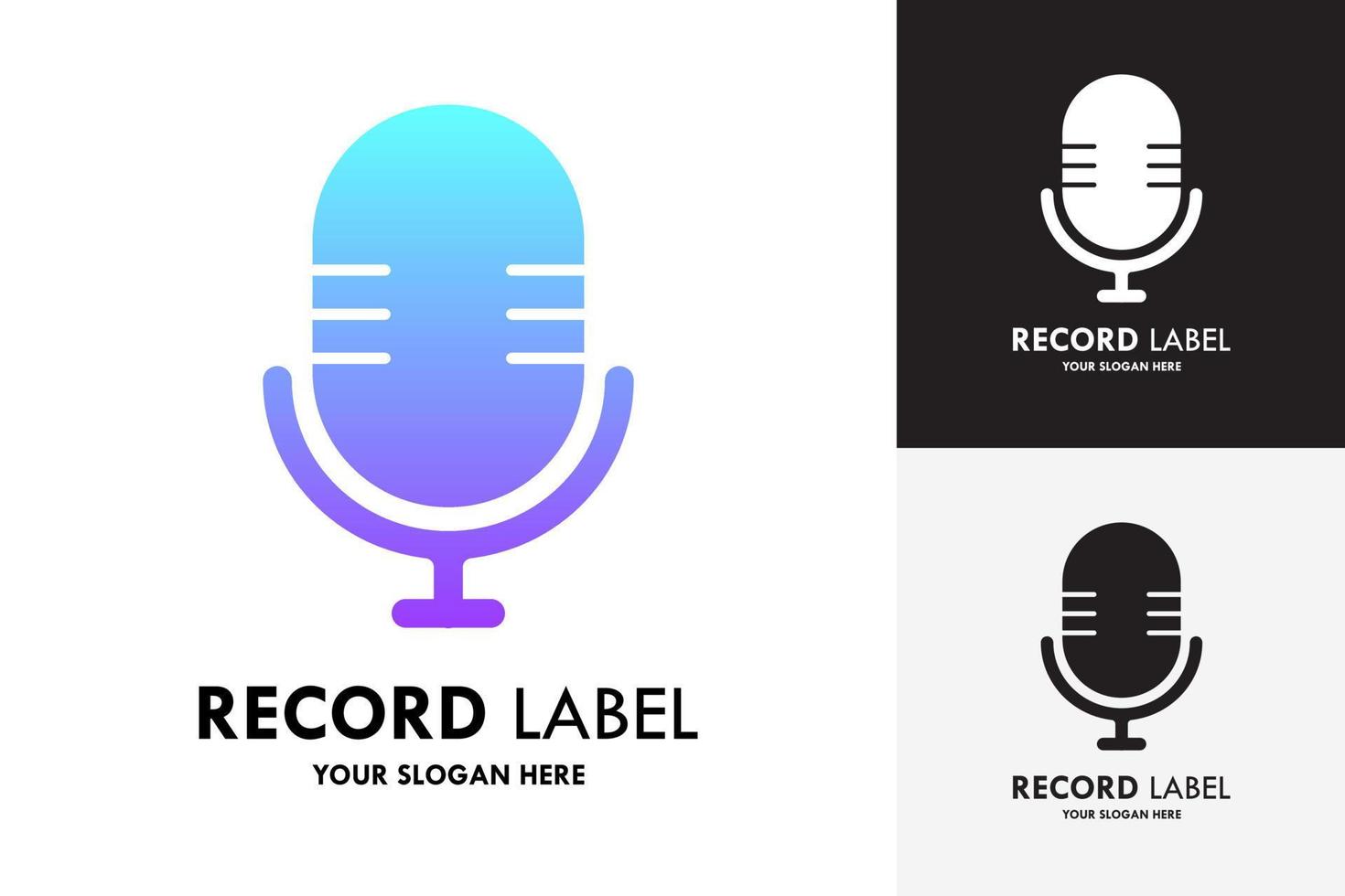 Music Recording Label Logo Icon Set Vector Illustration