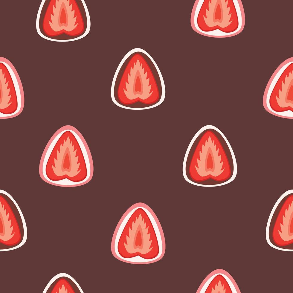 Strawberry mochi seamless pattern vector