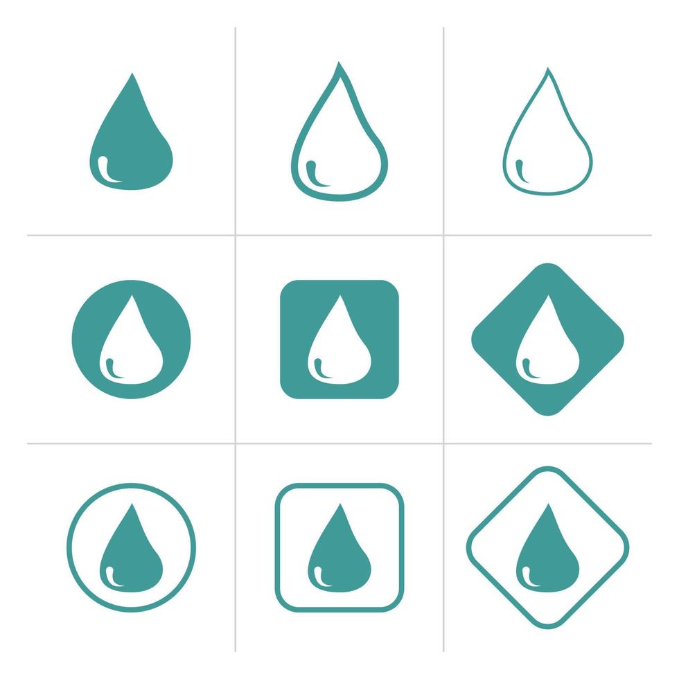 Vector set of water drops icon set on white background