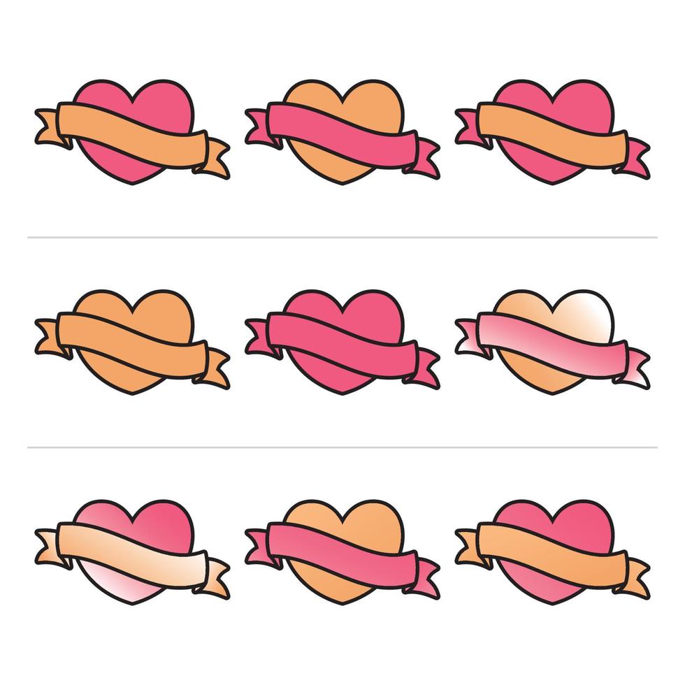 icono de corazón rosa con combinación de cinta. vector