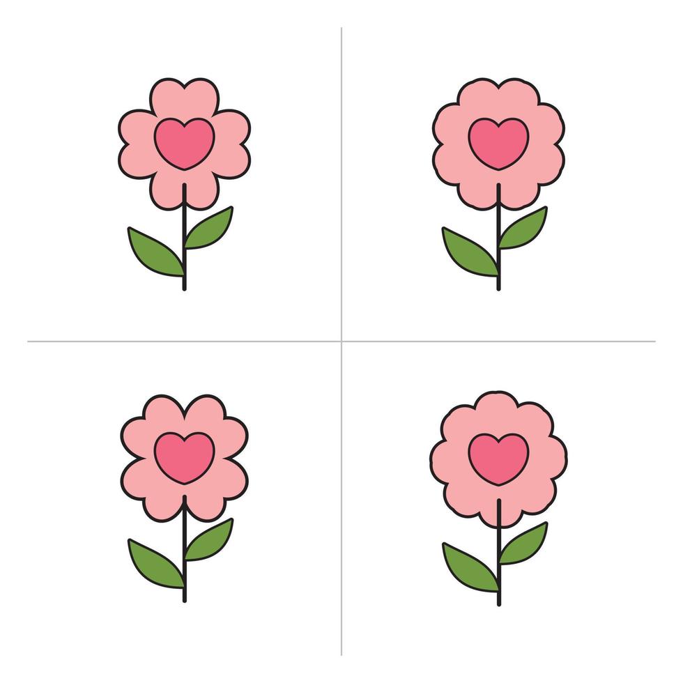 Pink Flower Icon, Isolated on White Background vector