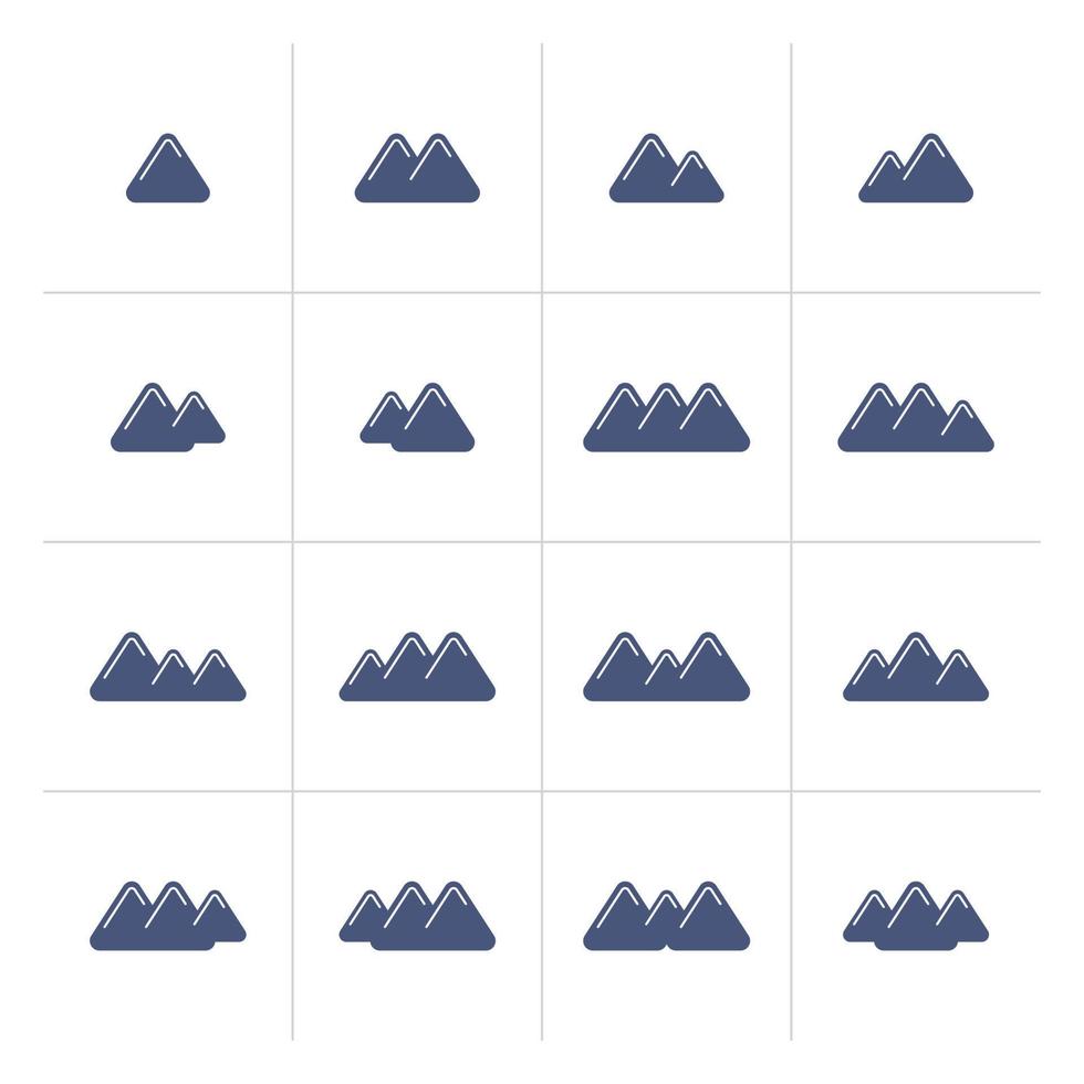 Mountain Icon Set on white background. simple vector