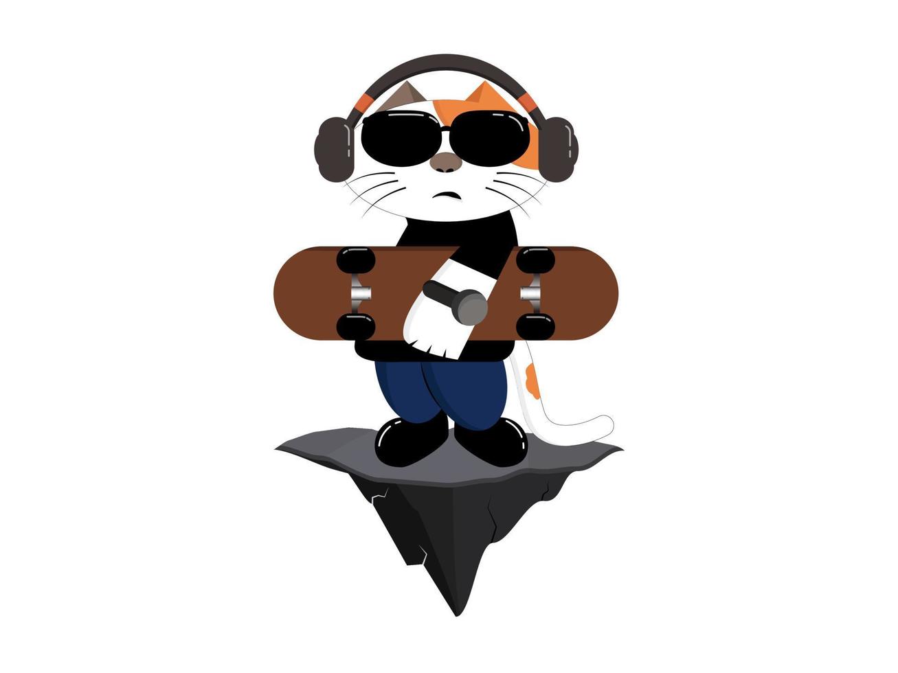 Cool cat with a skateboard. Fiction vector illustration