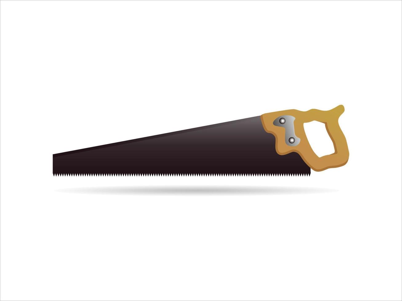Woodsaw or saw with metal plates. Wood saw with wooden handles are used to cut wood vector