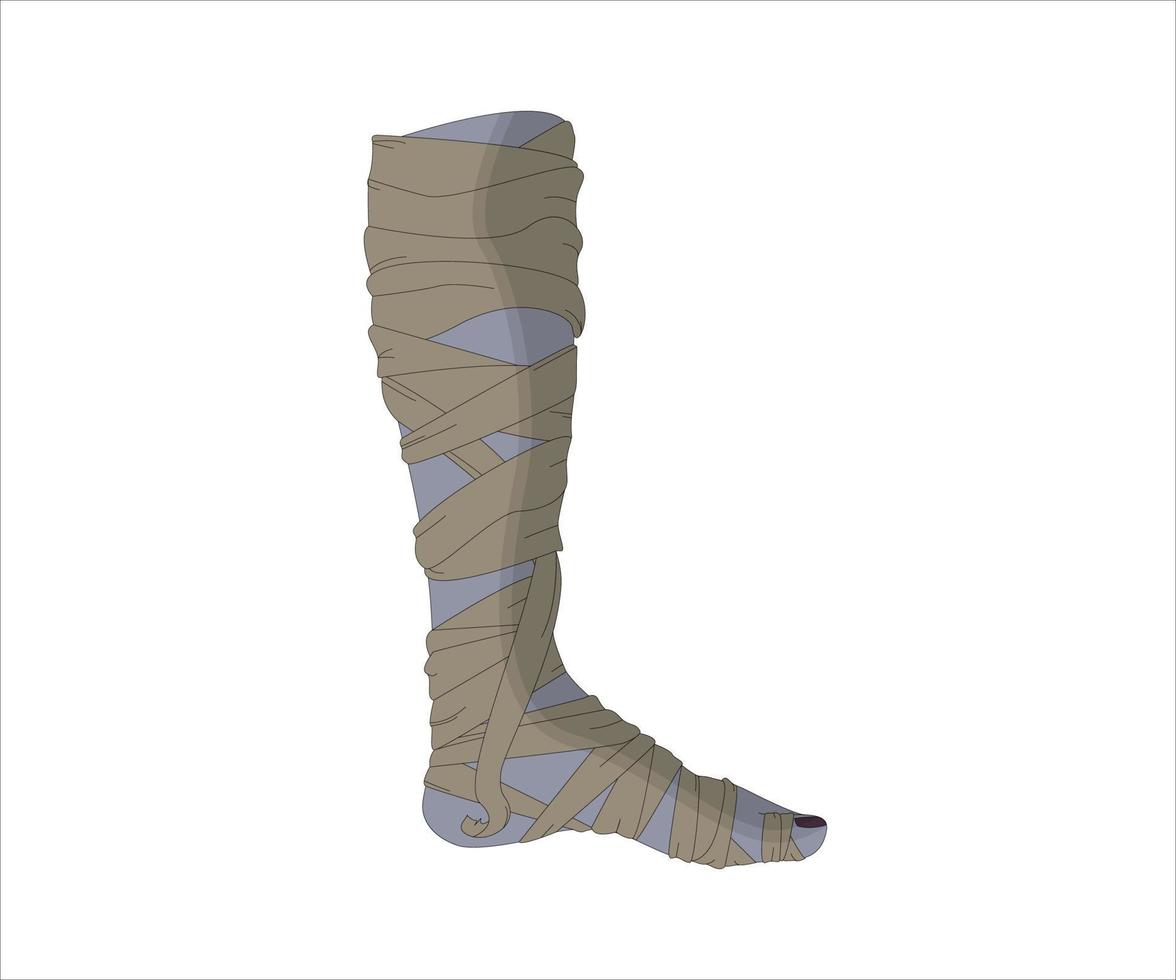 Bandaged mummy leg vector for halloween concept