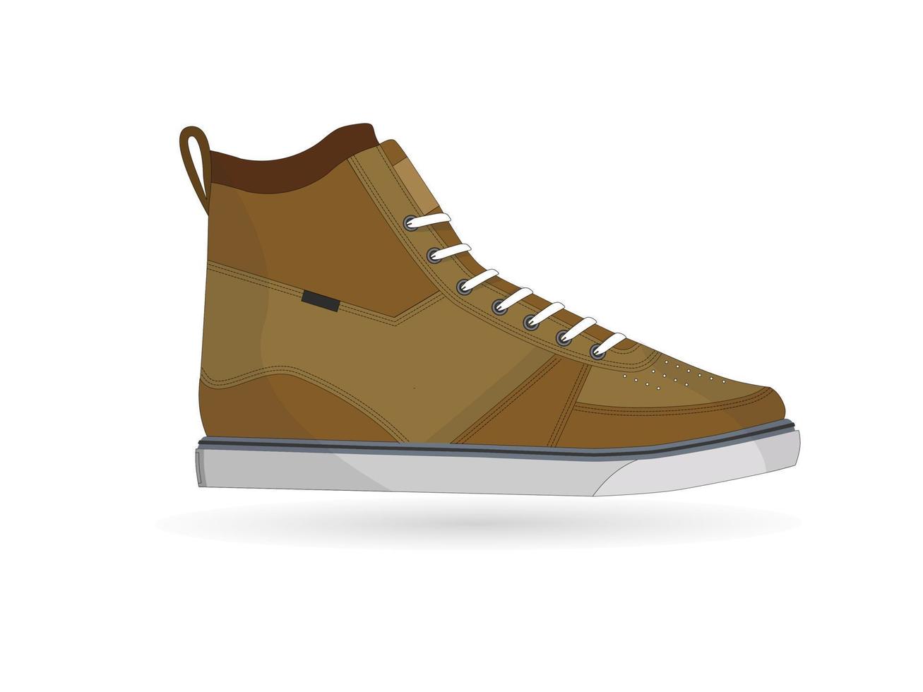 Brown sneakers shoes. Sneaker shoes in side view. Shoes vector illustration