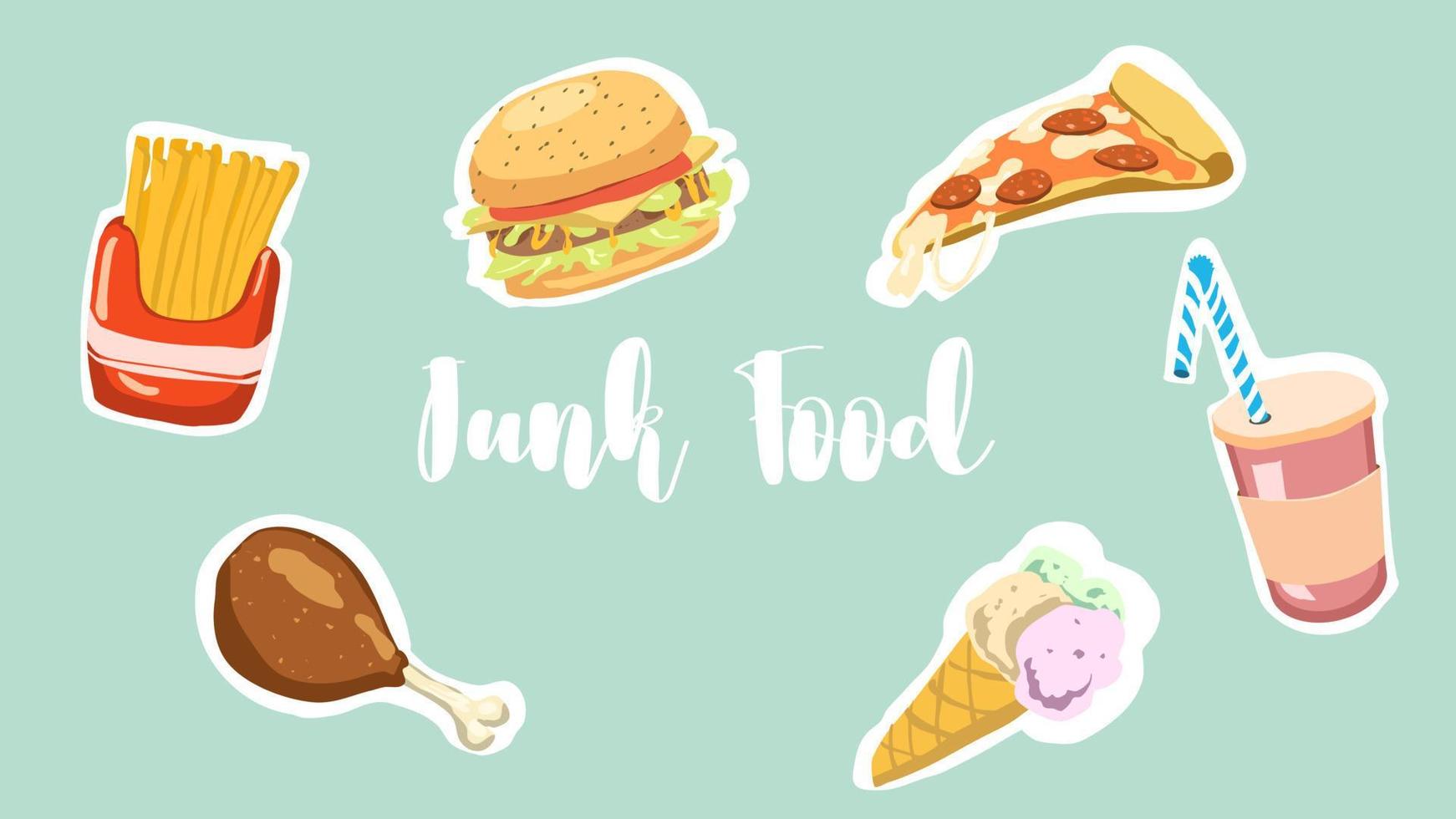 Junk food stickers vector