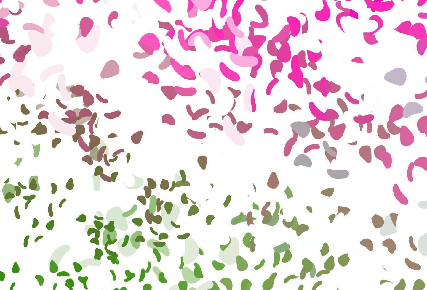 patrón de vector rosa claro, verde con formas caóticas.