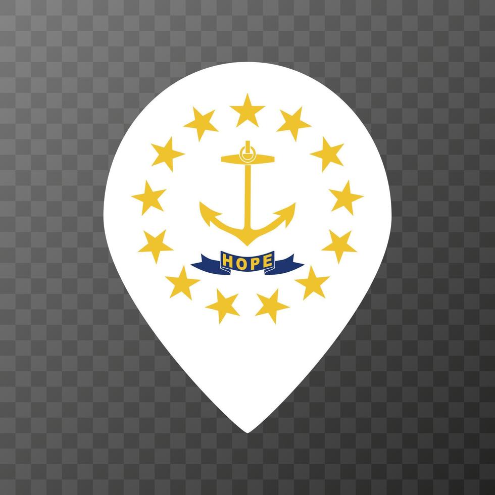 puntero del mapa con bandera del estado de rhode island. ilustración vectorial vector