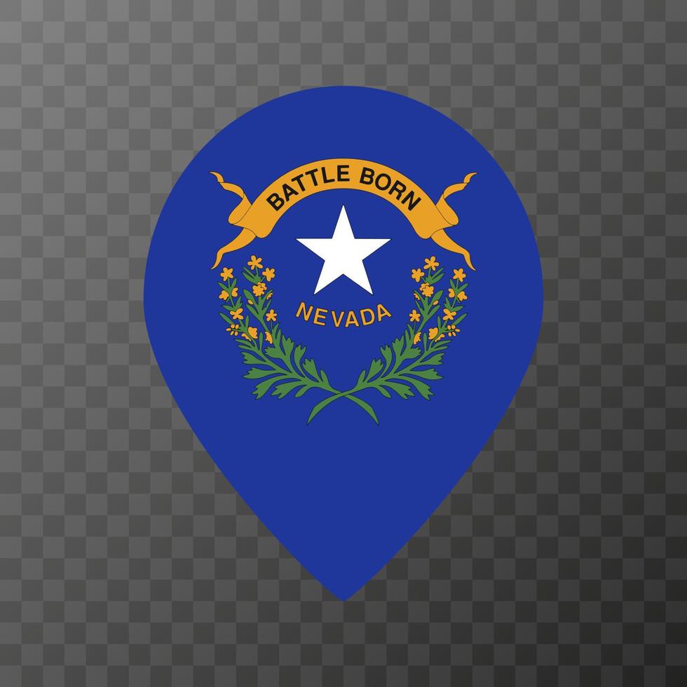 puntero del mapa con bandera del estado de nevada. ilustración vectorial vector