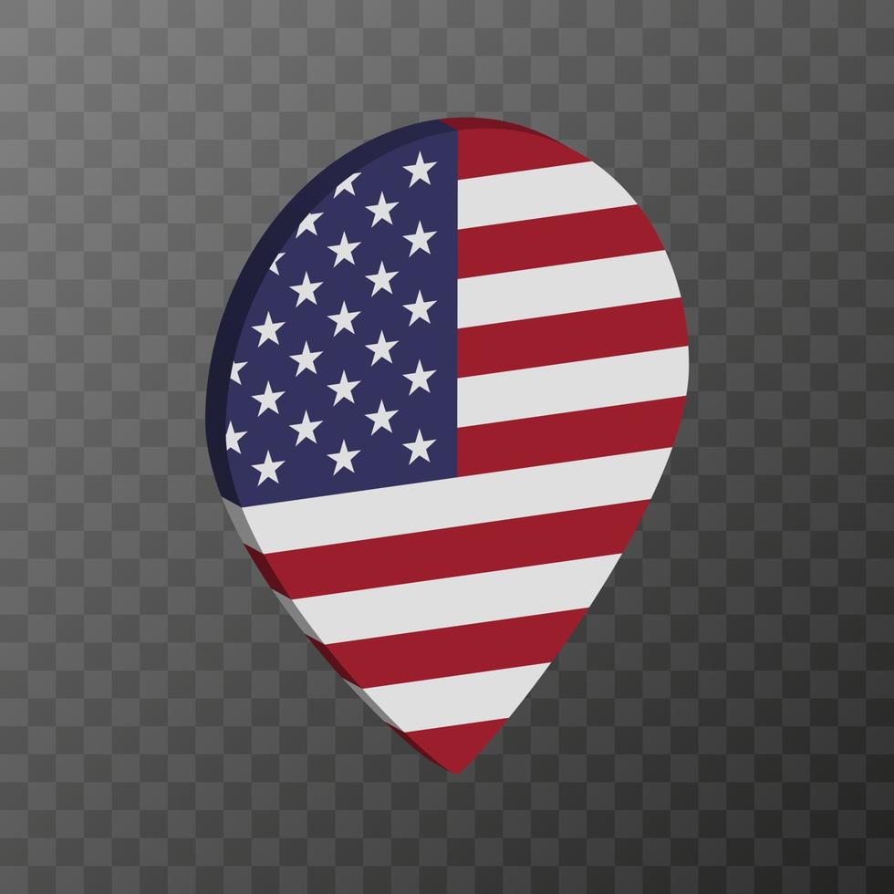 Map pointer with USA flag. Vector illustration.