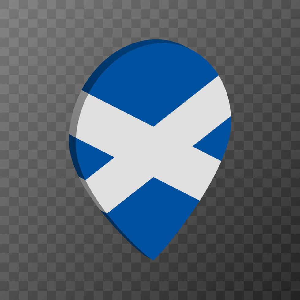 puntero del mapa con la bandera de Escocia. ilustración vectorial vector