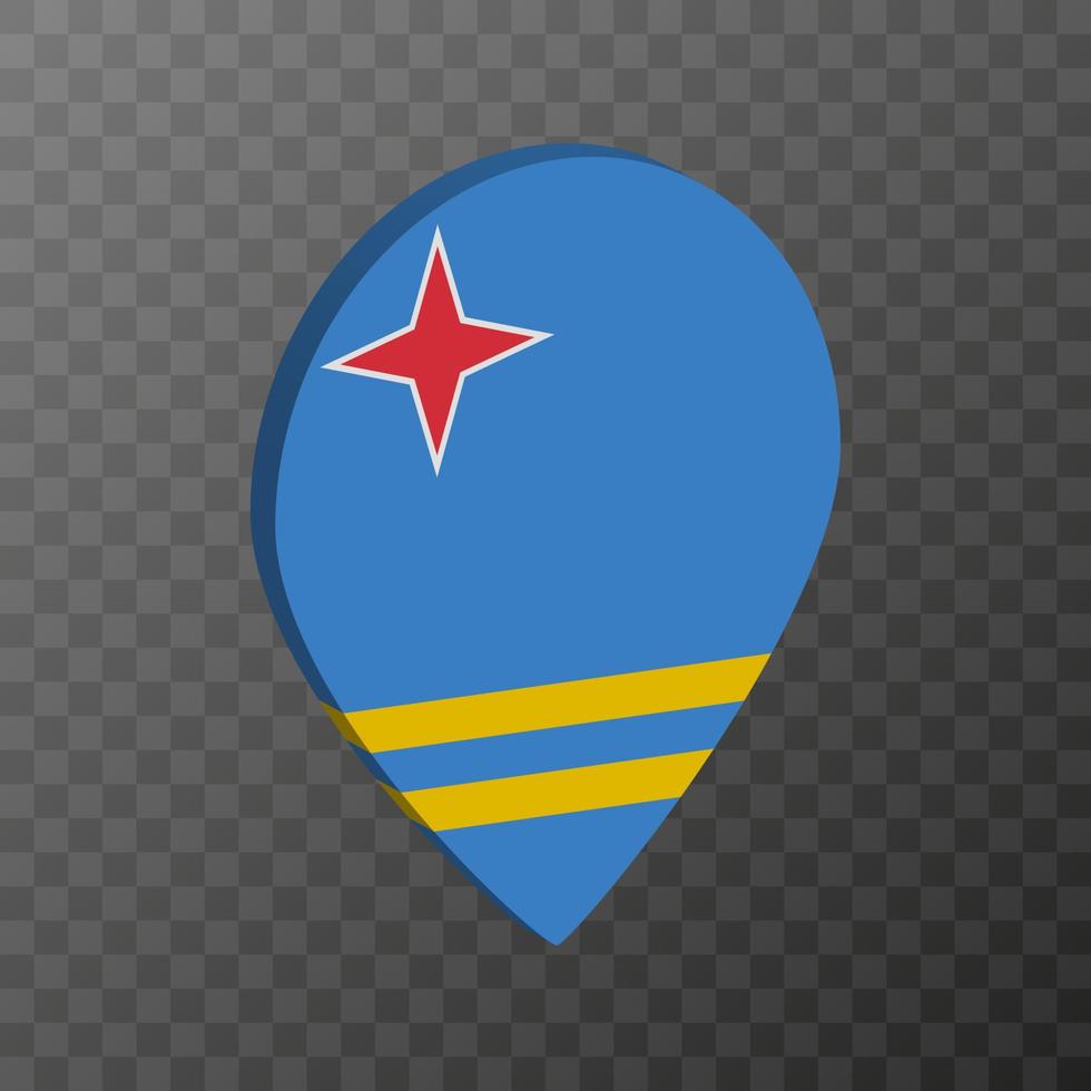 puntero de mapa con bandera de aruba. ilustración vectorial vector