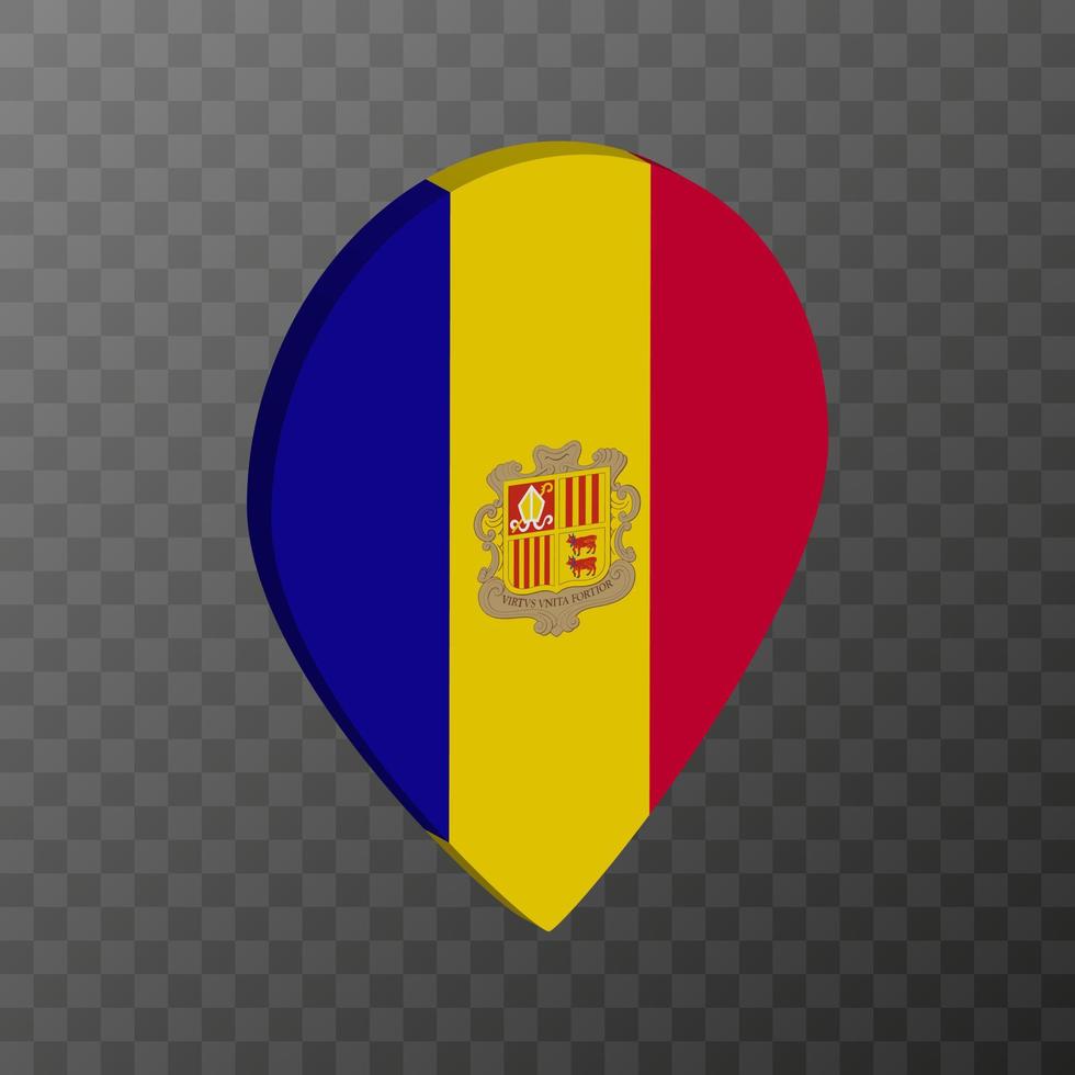 Map pointer with Andorra flag. Vector illustration.