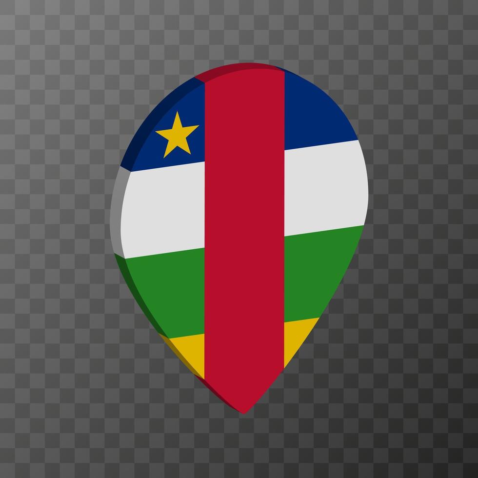 puntero del mapa con la bandera de la república centroafricana. ilustración vectorial vector