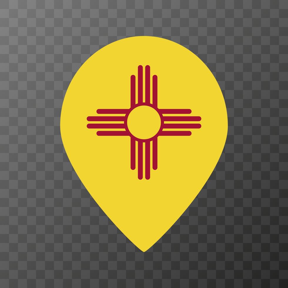Map pointer with flag New Mexico state. Vector illustration.