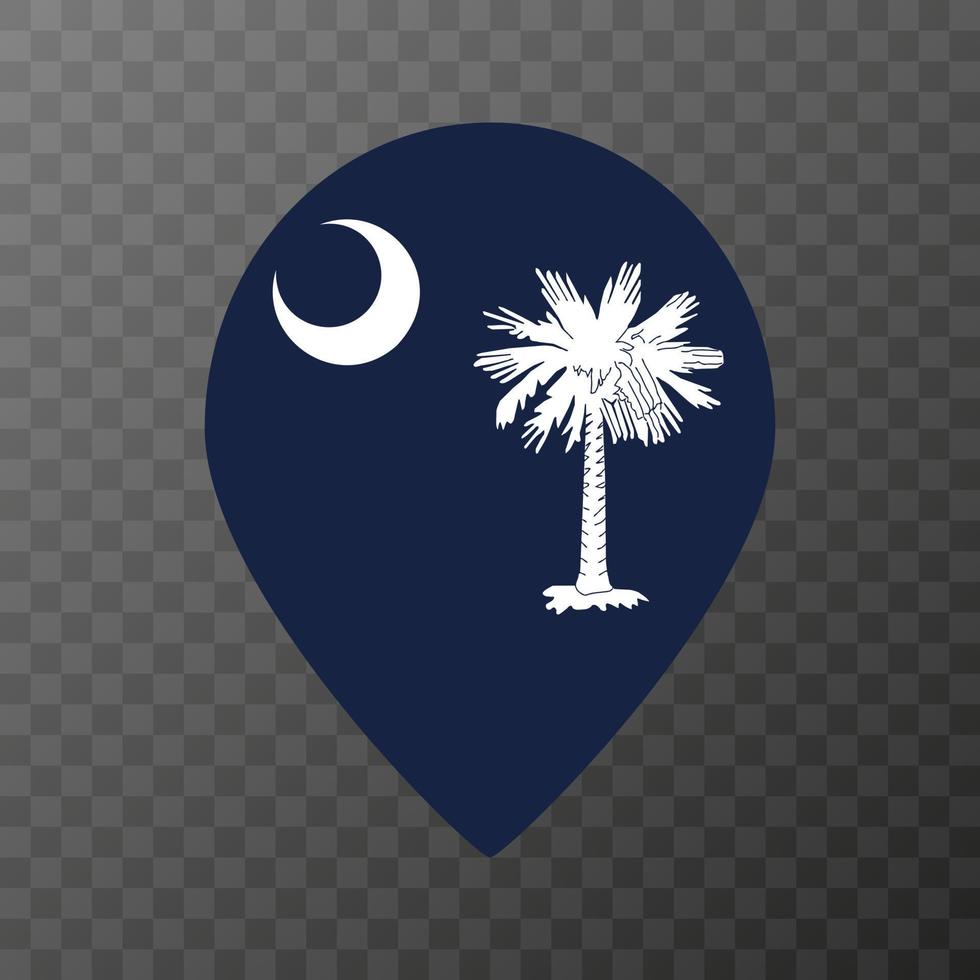 Map pointer with flag South Carolina state. Vector illustration.