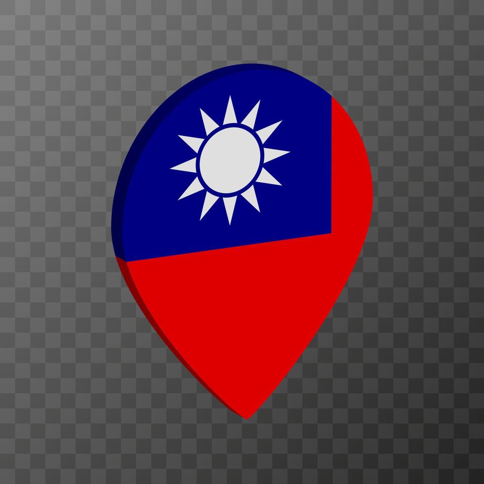 Map pointer with Taiwan flag. Vector illustration.