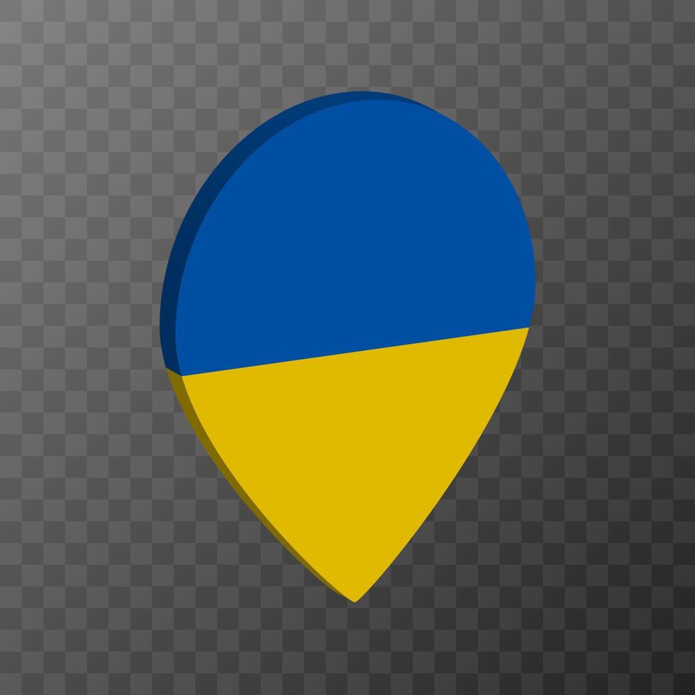 Map pointer with Ukraine flag. Vector illustration.