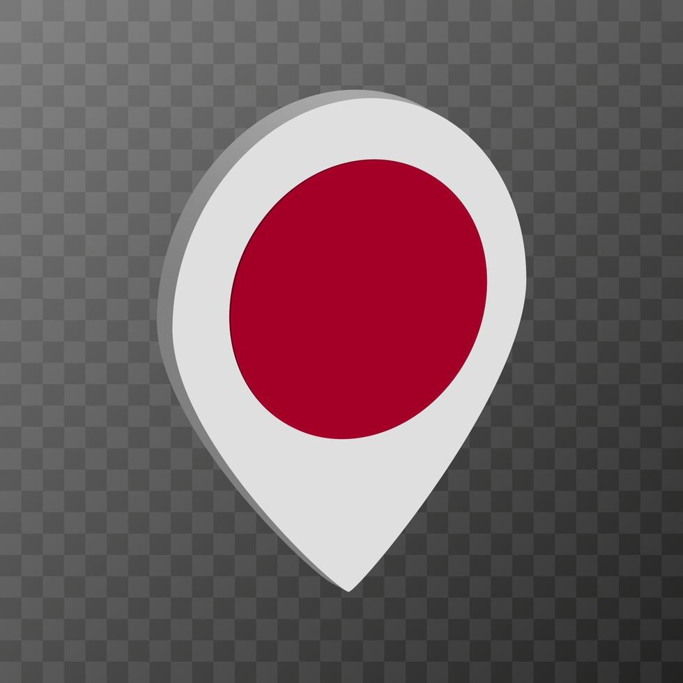 Map pointer with Japan flag. Vector illustration.