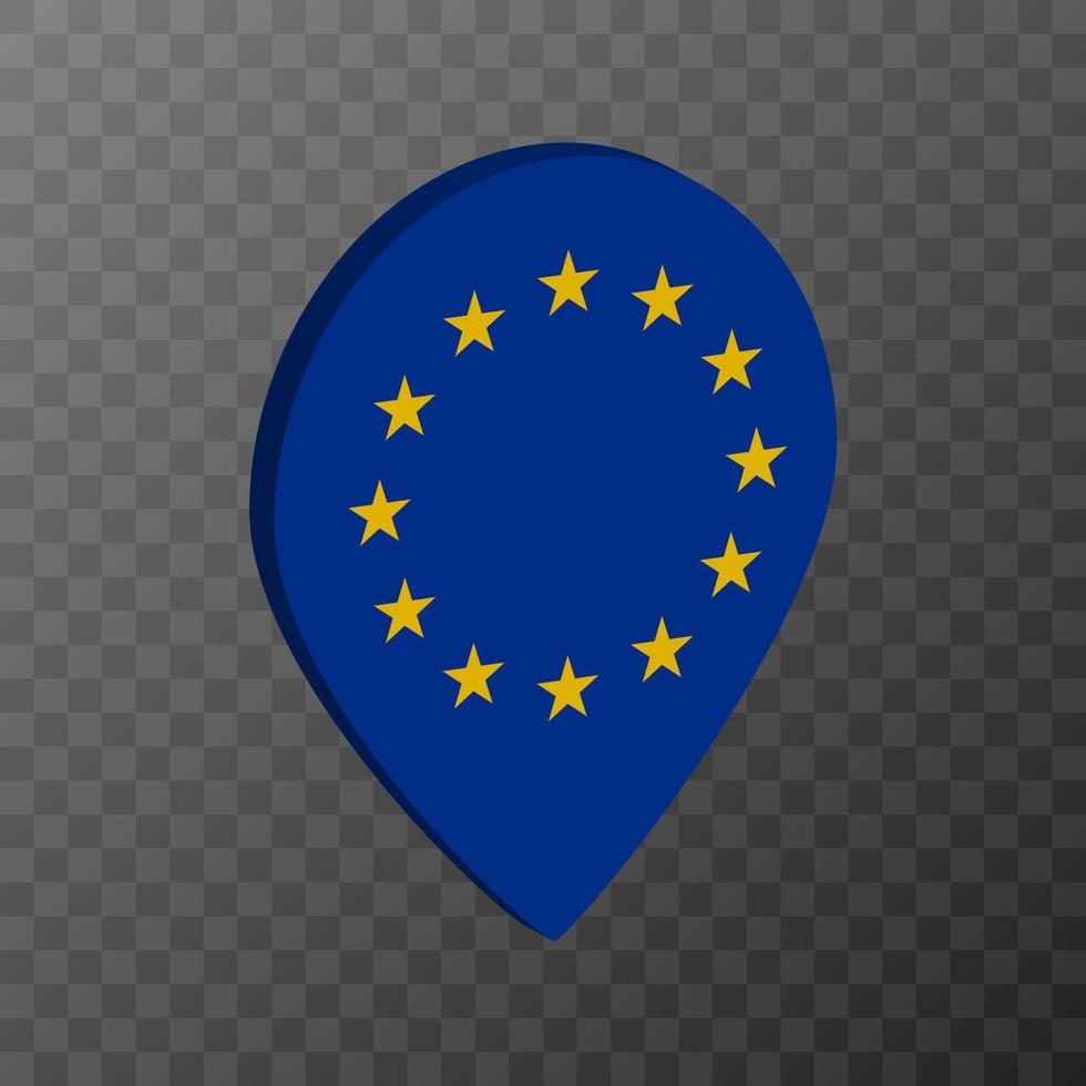 puntero del mapa con la bandera de la unión europea. ilustración vectorial vector