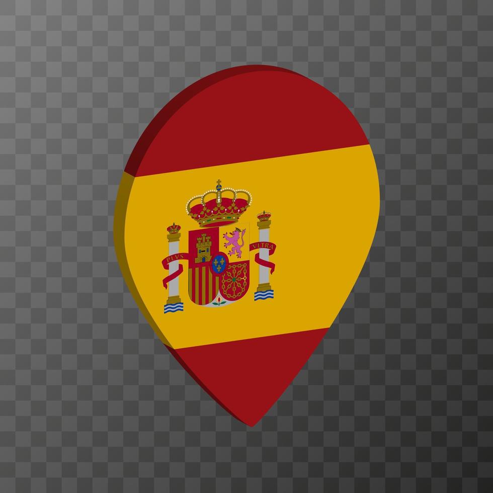 Map pointer with Spain flag. Vector illustration.