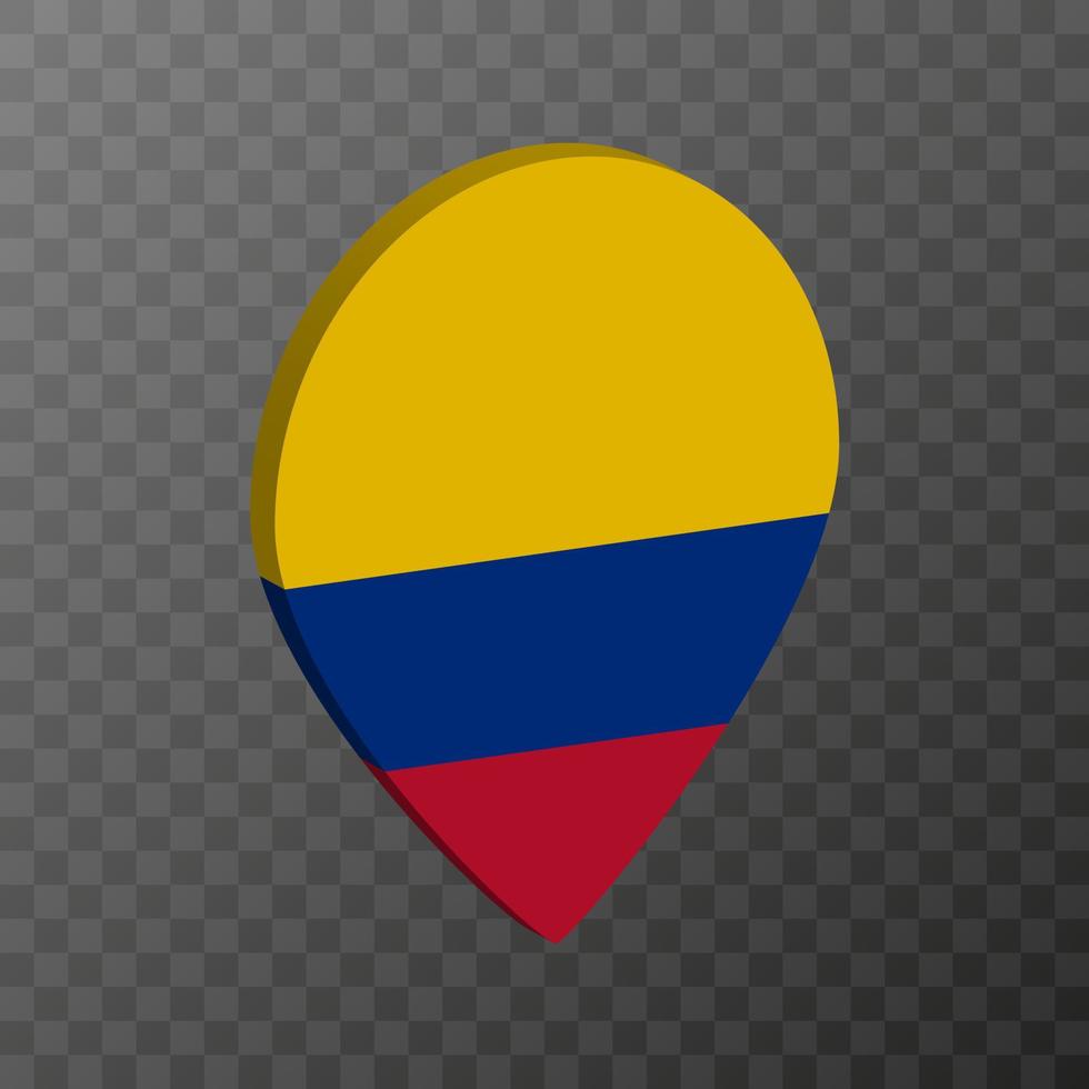 Map pointer with Colombia flag. Vector illustration.
