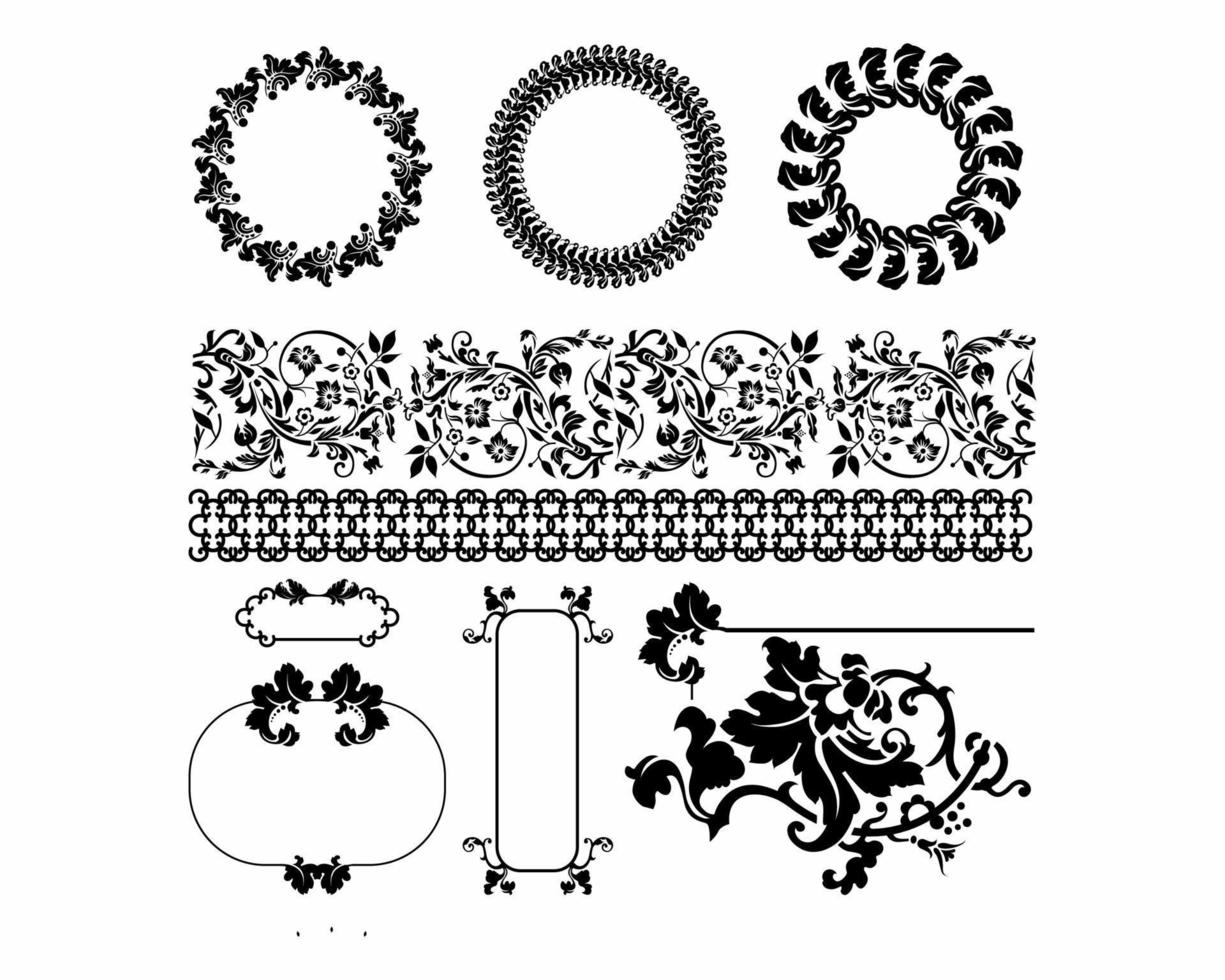 Decorative vintage line elements collection. Vector illustration. design elements. Garlands, frames, calligraphy, rotating dividers, bay leaves, ornaments, awards, arrows